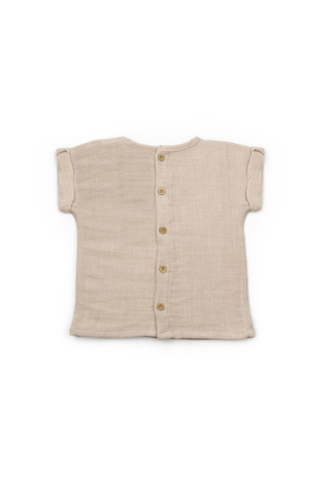 Set tricou maro cu pantaloni scurti TeddyBear, 100% bumbac organic, BabyCosy [4]