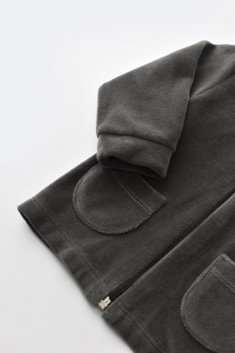 Set Ursulet cu bluzita cu fermoar si gluga si pantaloni lungi din 80%bumbac organic si 20% poliester - Antracit, BabyCosy [6]
