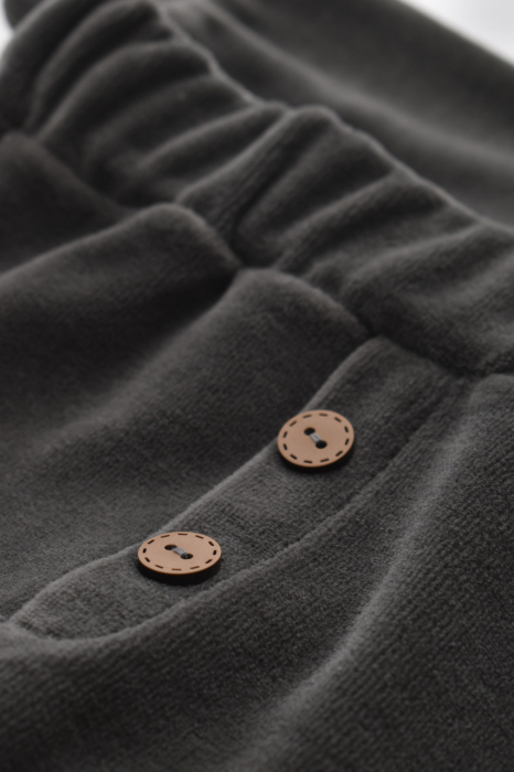 Set Ursulet cu bluzita cu fermoar si gluga si pantaloni lungi din 80%bumbac organic si 20% poliester - Antracit, BabyCosy [8]
