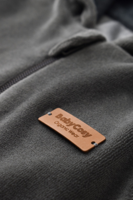 Set Ursulet cu bluzita cu fermoar si gluga si pantaloni lungi din 80%bumbac organic si 20% poliester - Antracit, BabyCosy [9]