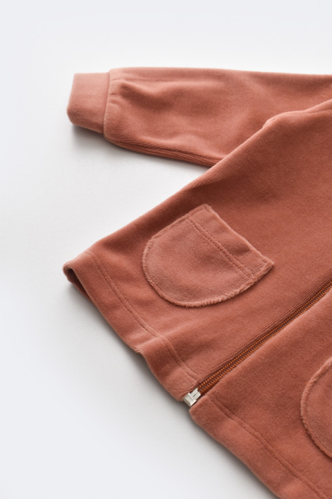Set Ursulet cu bluzita cu fermoar si gluga si pantaloni lungi din 80%bumbac organic si 20% poliester - Caramiziu, BabyCosy [6]