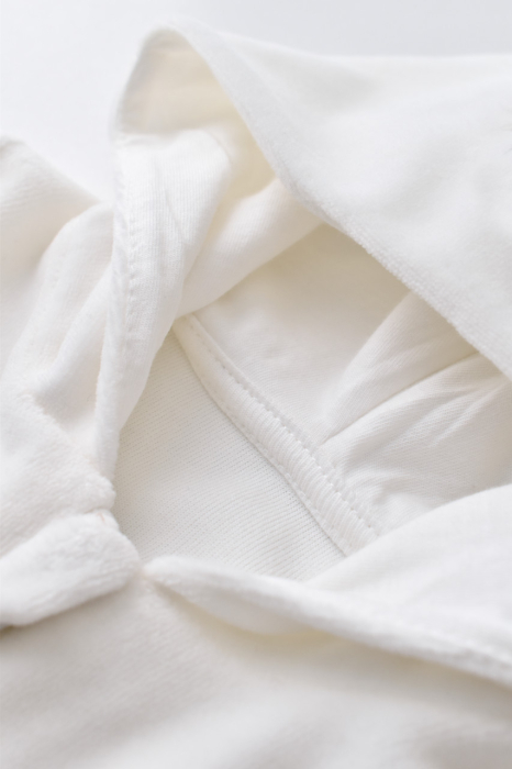 Set Ursulet cu bluzita cu fermoar si gluga si pantaloni lungi din 80%bumbac organic si 20% poliester - Ecru, BabyCosy [5]