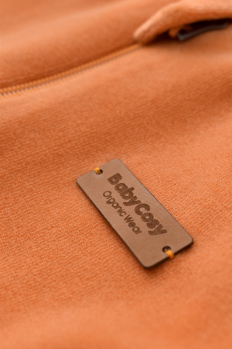 Set Ursulet cu bluzita cu fermoar si gluga si pantaloni lungi din 80%bumbac organic si 20% poliester - Portocaliu, BabyCosy [6]