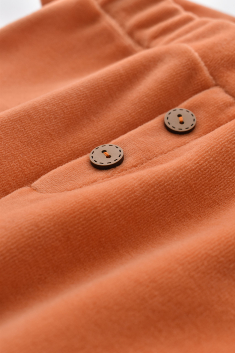 Set Ursulet cu bluzita cu fermoar si gluga si pantaloni lungi din 80%bumbac organic si 20% poliester - Portocaliu, BabyCosy [7]