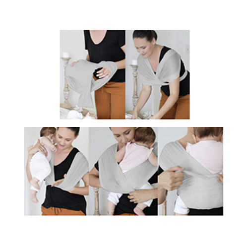 Sistem de purtare wrap elastic pentru bebelusi BabyJem (Culoare: Gri) [2]