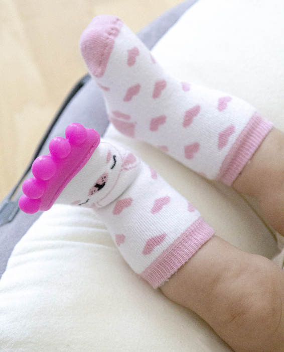 Sosete cu accesoriu dentitie BabyJem Teether Socks (Culoare: Gri) [3]