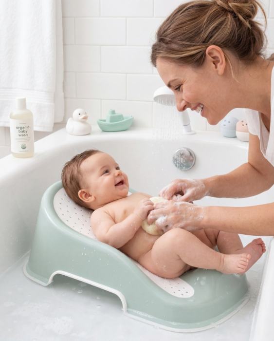 Suport pentru baie Soft Touch BabyJem, Verde [4]