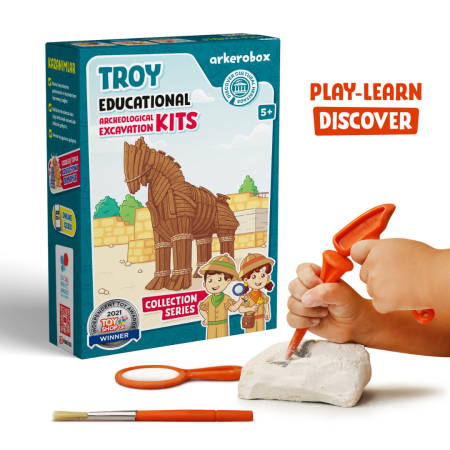Jucarii - Arkerobox - Set arheologic educational si puzzle 3D, Grecia Antica, Calul Troian
