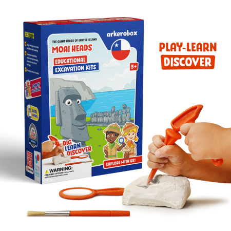 Puzzle - Arkerobox - Set arheologic educational si puzzle 3D, Moai Heads