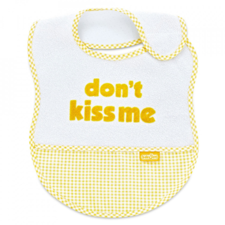 Accesorii hrănire bebeluși - Baveta BabyJem din bumbac Dont Kiss Me (Culoare: Bleu)
