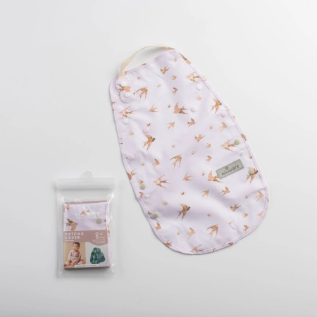 Accesorii hrănire bebeluși - Baveta bebelusi 2 in 1 Miniware Catch u0026 Cover, Golden Swallow