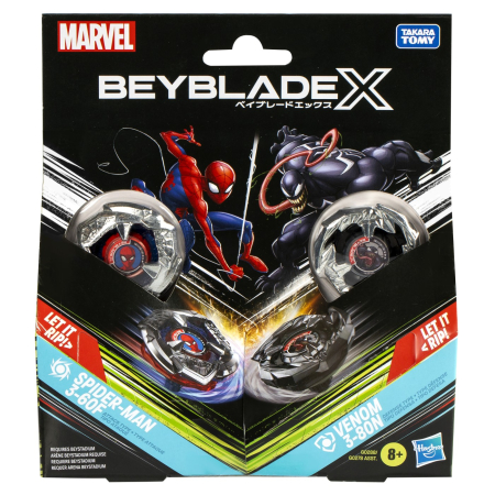 Figurine cu eroi si personaje - BEYBLADE X MARVEL SET DUO SPIDER MAN 3-60F SI VENOM 3-80N