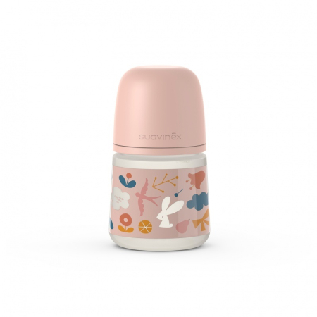 Accesorii hrănire bebeluși - Biberon din silicon, 150ml, SX Pro debit lent, roz, Suavinex