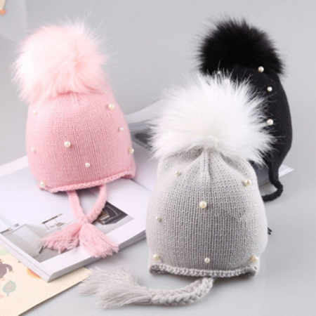 Șepci, căciuli și accesorii de iarnă - Caciulita Lora cu perlute Drool (Culoare: Gri)