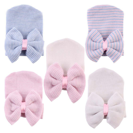 Șepci, căciuli și accesorii de iarnă - Caciulita subtire de nou-nascut cu funda Drool (Culoare: Alb)