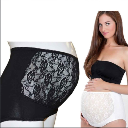 Articole pentru gravide - Chiloti pentru gravide cu dantela, BabyJem (Marime: S, Culoare: Alb)