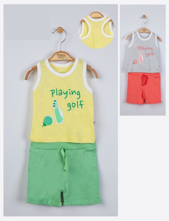 Seturi și compleuri copii - Compleu 2 piese Playing golf pentru baietei, Tongs baby - Galben