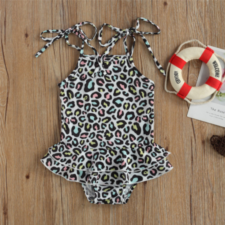 Costume de baie copii - Costum de baie cu volan si bretelute Drool - Pete multicolore