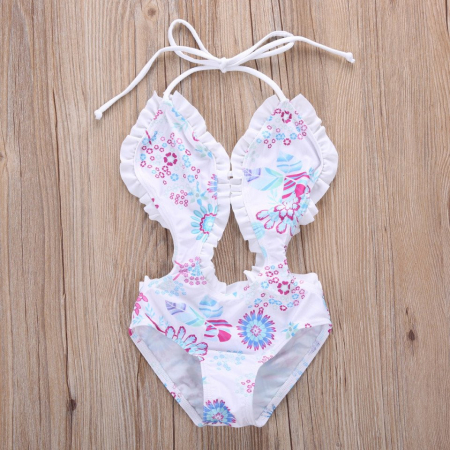 Costume de baie copii - Costum de baie intreg alb Drool