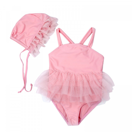 Costume de baie copii - Costum de baie Roz cu caciulita Drool (Varsta: 2-3 ani)