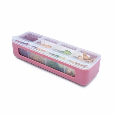 Accesorii hrănire bebeluși - CUTIE SNACK 4 COMPARTIMENTE, MELII, BERRY