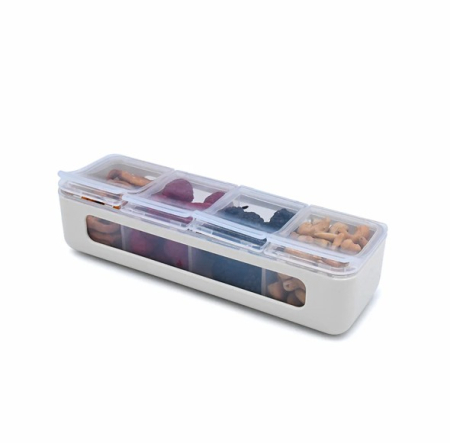 Accesorii hrănire bebeluși - CUTIE SNACK 4 COMPARTIMENTE, MELII, IVORY