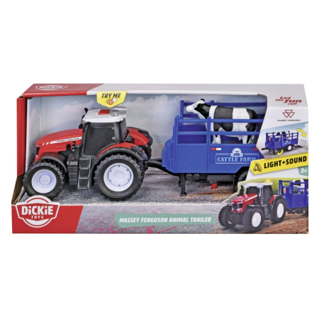 Jucarii - DICKIE MASSEY FERGUSON TRACTOR SI REMORCA CU SUNETE SI LUMINI