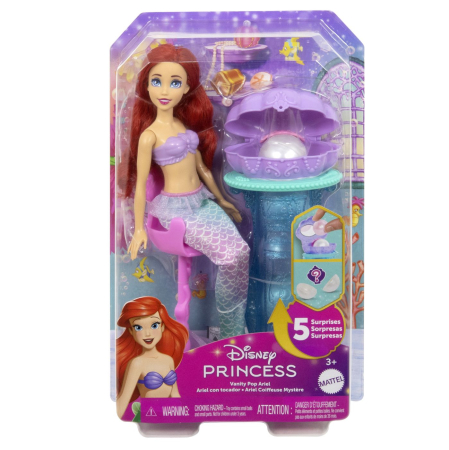 Jucarii - DISNEY PRINCESS PAPUSA ARIEL SI MASUTA DE MACHIAJ CU SURPRIZE