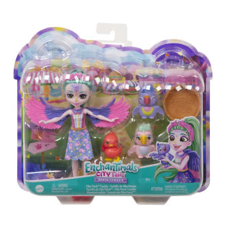 Papusi si accesorii - ENCHANTIMALS CITY TAILS MAIN STREET FAMILIA FILIEI FINCH