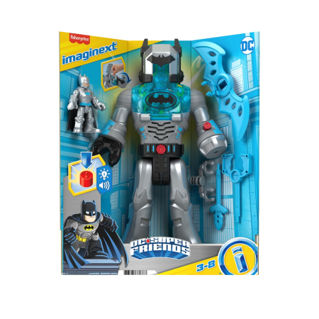 Figurine cu eroi si personaje - FISHER PRICE IMAGINEXT DC SUPER FRIENDS ROBOT BATMAN IN COSTUM GRI 30CM