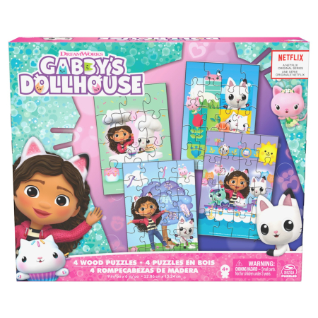Puzzle - GABBYS DOLLHOUSE SET 4 PUZZLE DIN LEMN