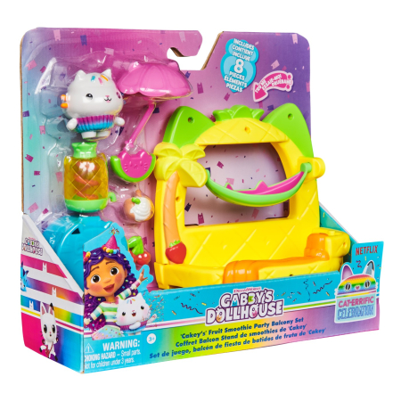 Papusi si accesorii - GABBYS DOLLHOUSE SET BALCON PENTRU PETRECEREA CU SMOOTHIE A LUI CAKEY