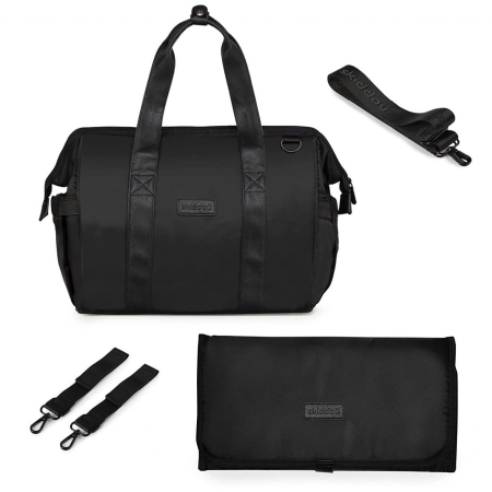Carucioare - Geanta multifunctionala pentru parinti Skiddou Inger, Onyz Leather, Negru