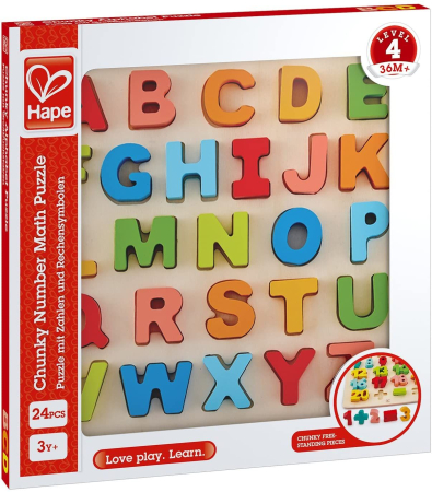Jucarii din lemn - HAPE PUZZLE ALFABET CHUNKY