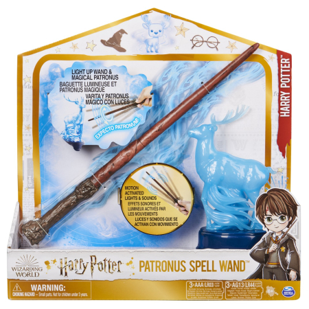 Jocuri și cărți de joc - HARRY POTTER WIZARDING WORLD PATRONUS SPELL WAND BAGHETA  LUI HARRY 33CM
