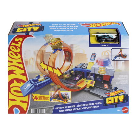 Masinute, Motociclete, Elicoptere, Avioane - HOT WHEELS CITY SET DE JOACA SUPER STATIE DE POLITIE