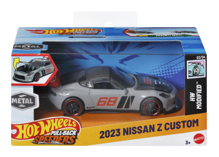 Masinute, Motociclete, Elicoptere, Avioane - HOT WHEELS MASINUTA METALICA CU SISTEM PULL BACK 2023 NISSAN Z CUSTOM HW MODIFIED SCARA 1:43