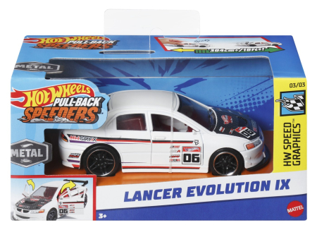 Masinute, Motociclete, Elicoptere, Avioane - HOT WHEELS MASINUTA METALICA CU SISTEM PULL BACK LANCER EVOLUTION IX SCARA 1:43