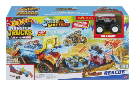 Masinute, Motociclete, Elicoptere, Avioane - HOT WHEELS MONSTER TRUCK ARENA SMASHERS COLOR SHIFTERS SALVAREA LUI 5ALARM