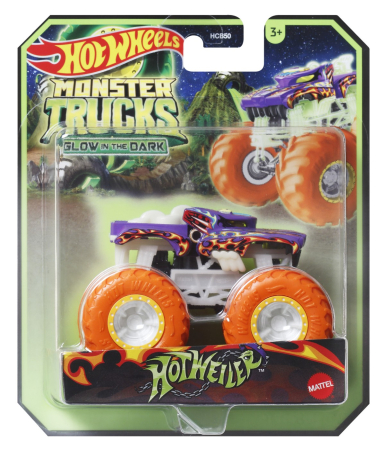 Masinute, Motociclete, Elicoptere, Avioane - HOT WHEELS MONSTER TRUCK GLOW IN THE DARK MASINUTA HOTWEILER SCARA 1:64