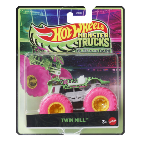 Masinute, Motociclete, Elicoptere, Avioane - HOT WHEELS MONSTER TRUCK GLOW IN THE DARK MASINUTA TWIN MILL SCARA 1 LA 64