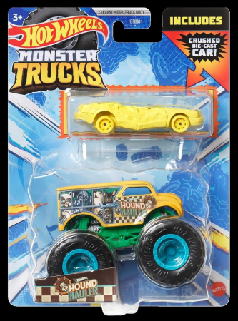 Jucarii - HOT WHEELS MONSTER TRUCK SI MASINUTA METALICA HOUND HAULLER
