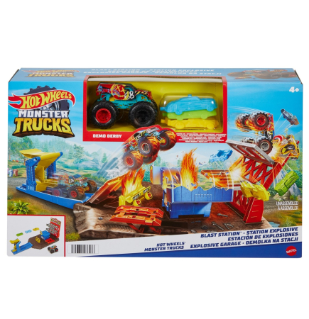 Masinute, Motociclete, Elicoptere, Avioane - HOT WHEELS MONSTER TRUCKS SET BLAST STATION