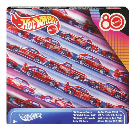 Masinute, Motociclete, Elicoptere, Avioane - HOT WHEELS SILVER SERIES ANIVERSAREA A 80 DE ANI SET 8 MASINUTE METALICE SCARA 1 LA 64