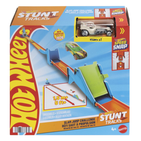 Masinute, Motociclete, Elicoptere, Avioane - HOT WHEELS STUNT TRACKS PISTA CASCADORII SARITURA CU PROPULSIE CU MASINUTA INCLUSA