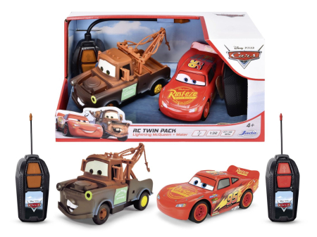 Mașinuțe cu telecomandă - JADA CARS SET 2 MASINUTE CU TELECOMANDA FULGER MCQUEEN SI MATER PACHET TWIN SCARA 1 LA 32