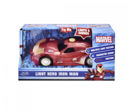 Mașinuțe cu telecomandă - JADA MARVEL MASINUTA LIGHT HERO IRON MAN CU SUNETE SI LUMINI SCARA 1:32