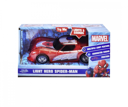 Mașinuțe cu telecomandă - JADA MARVEL MASINUTA LIGHT HERO SPIDER MAN CU SUNETE SI LUMINI SCARA 1:32