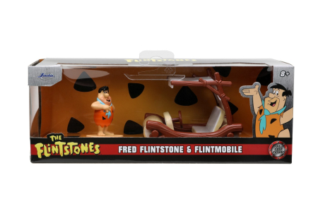 Jucarii - JADA SET MASINUTA METALICA FLINTMOBILUL SCARA 1:32 SI FIGURINA FRED FLINTSTONE