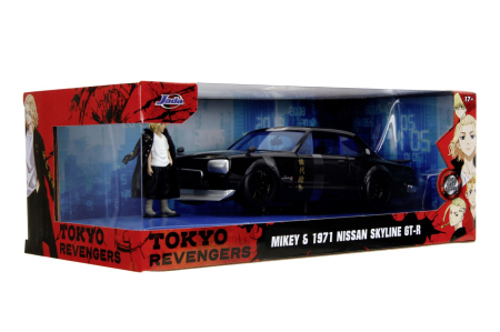 Masinute, Motociclete, Elicoptere, Avioane - JADA SET TOKYO REVENGERS FIGURINA METALICA 7CM SI MASINUTA NISSAN SKYLINE GTR SCARA 1 LA 24